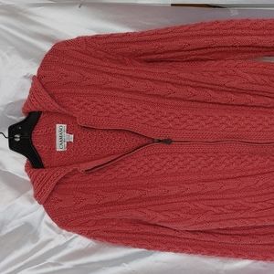 Caamano Alpaca zip-up coral cardigan sweater medium